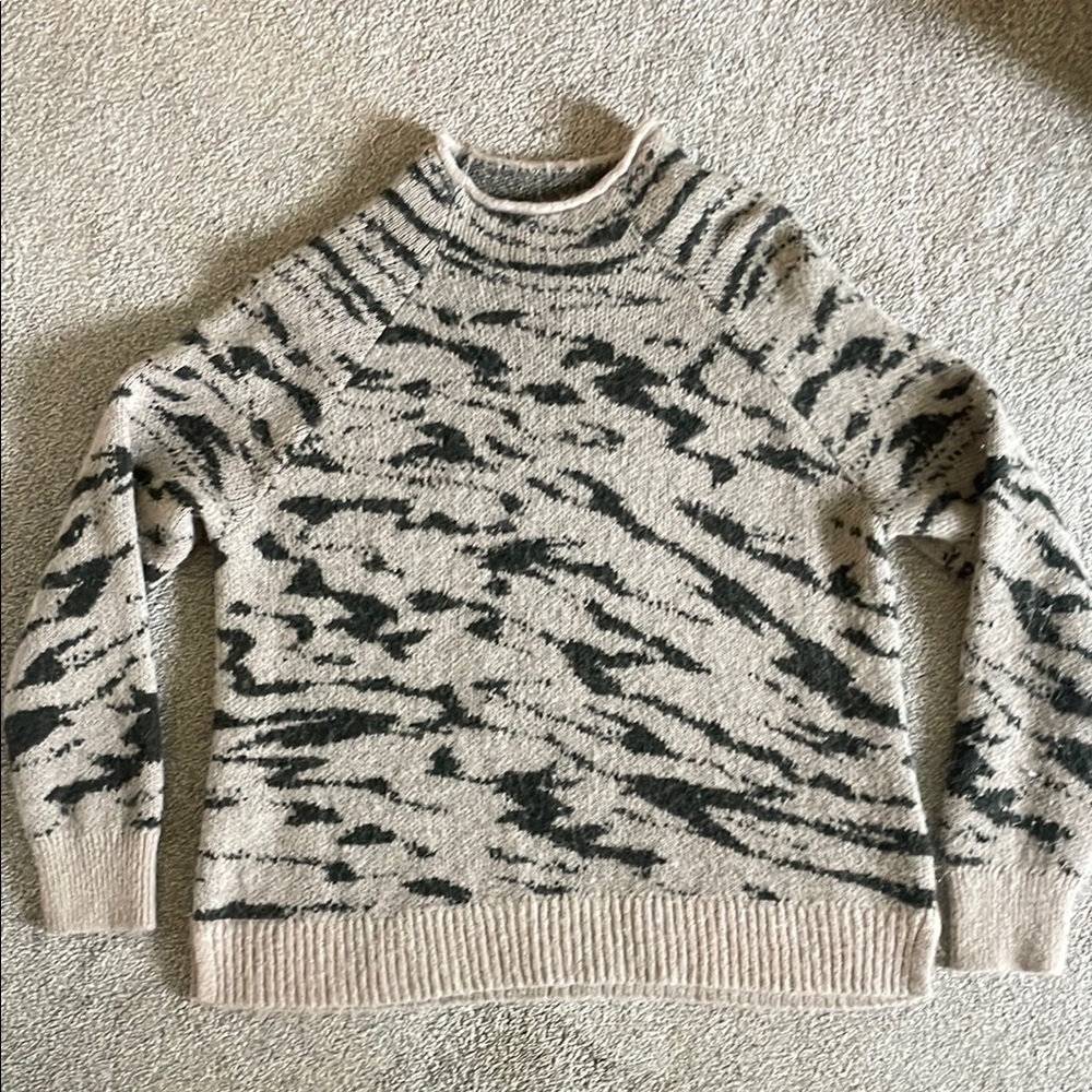 Madewell Animal Pattern Sweater in Black and Cream